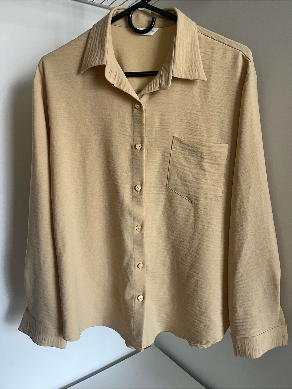 Light Beige Women's Button-Down Shirt - Relaxed Collared Top